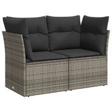 vidaXL 2 személyes szürke polyrattan kerti kanapé párnával (366114) kerti bútor
