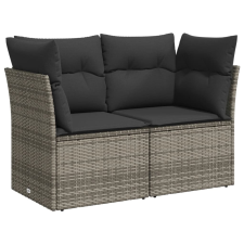 vidaXL 2 személyes szürke polyrattan kerti kanapé párnával (366137) kerti bútor