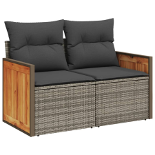 vidaXL 2 személyes szürke polyrattan kerti kanapé párnával (366146) kerti bútor
