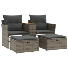 vidaXL 2 személyes szürke polyrattan kerti kanapé zsámolyokkal (365804) kerti bútor