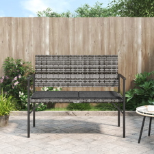vidaXL 2-személyes szürke polyrattan kerti pad párnával kerti bútor