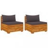 vidaXL 2 személyes tömör akácfa kerti kanapé párnával