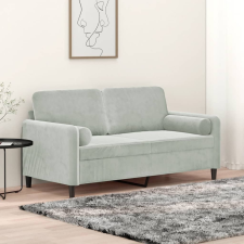 vidaXL 2 személyes világosszürke bársony kanapé díszpárnákkal 140 cm bútor
