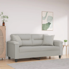 vidaXL 2 személyes világosszürke párnás mikroszálas szövetkanapé 140cm bútor