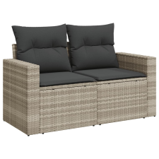 vidaXL 2 személyes világosszürke polyrattan kerti kanapé párnával (366195) kerti bútor
