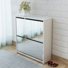 vidaXL 2 szintes fehér cipőszekrény tükörrel 63 x 17 x 67 cm bútor