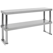 vidaXL 2-szintes rozsdamentes acél munkapult feletti polc 120x30x65 cm bútor