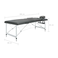 vidaXL 2 zónás antracit masszázsasztal alumínium vázzal 186 x 68 cm szépségápolási bútor