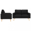 vidaXL 3056623 2 Piece Sofa Set Fabric Black (288702+288712)
