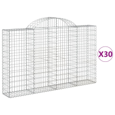 vidaXL 30 db íves horganyzott vas gabion kosár 200x30x120/140 cm kerti tárolás
