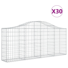 vidaXL 30 db íves horganyzott vas gabion kosár 200x30x80/100 cm (3145426) kerti tárolás