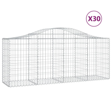 vidaXL 30 db íves horganyzott vas gabion kosár 200x50x80/100 cm (3145636) kerti tárolás