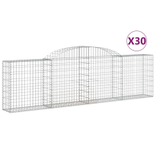 vidaXL 30 db íves horganyzott vas gabion kosár 300x30x80/100 cm (3146519) kerti tárolás
