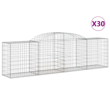 vidaXL 30 db íves horganyzott vas gabion kosár 300x50x80/100 cm (3146699) kerti tárolás