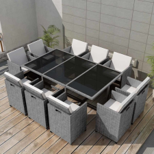 vidaXL 31 részes szürke kültéri polyrattan étkezőgarnitúra kerti bútor