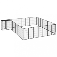 vidaXL 34-paneles fekete porszórt acél kutyakennel 50 x 100 cm szállítóbox, fekhely kutyáknak
