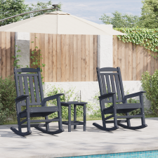 vidaXL 3 Darabos Kert Lounge Szett Tengerészkék HDPE kerti bútor