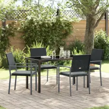 vidaXL 3 darabos készlet Fekete PE Rattan 54x62.5x89 cm Tartós kerti bútor
