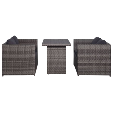 vidaXL 3 darabos szürke polyrattan bisztrószett párnákkal (43915) kerti bútor