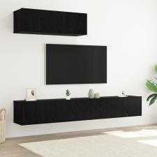 vidaXL 3 darabos TV szekrény készlet falra szerelhető fekete tölgy szerelt fa bútor