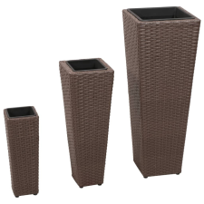 vidaXL 3 db barna polyrattan kerti magaságyás kerti dekoráció
