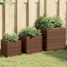 vidaXL 3 db barna polyrattan kerti ültetőláda kerti tárolás