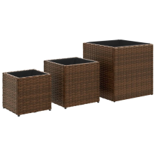 vidaXL 3 db barna polyrattan kerti ültetőláda (366396) kerti tárolás