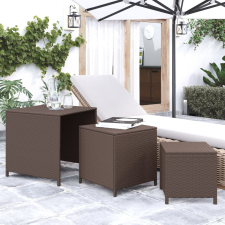 vidaXL 3 db barna polyrattan rakásolható kisasztal bútor