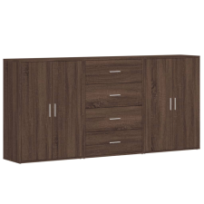vidaXL 3 db barna tölgy színű szerelt fa tálalószekrény 60x31x84 cm (3276580) bútor