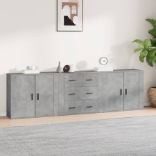 vidaXL 3 db betonszürke szerelt fa tálalószekrény bútor