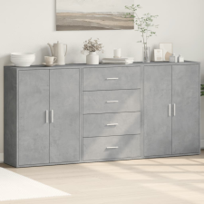 vidaXL 3 db betonszürke szerelt fa tálalószekrény 60 x 31 x 84 cm bútor