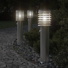 vidaXL 3 db ezüst rozsdamentes acél kültéri állólámpa érzékelővel 60cm kültéri világítás
