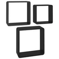 vidaXL 3 db fekete MDF fali kockapolc (323953) bútor
