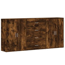 vidaXL 3 db füstös tölgy színű szerelt fa tálalószekrény 60x31x84 cm (3276578) bútor