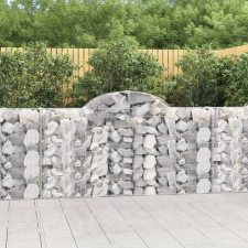 vidaXL 3 db íves horganyzott vas gabion kosár 200x30x100/120 cm kerti dekoráció