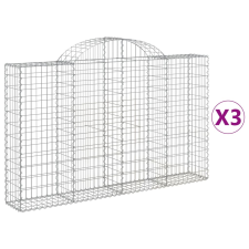 vidaXL 3 db íves horganyzott vas gabion kosár 200x30x120/140 cm (3146132) kerti tárolás