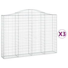 vidaXL 3 db íves horganyzott vas gabion kosár 200x30x140/160 cm (3145473) kerti tárolás