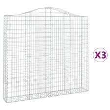 vidaXL 3 db íves horganyzott vas gabion kosár 200x30x180/200 cm (3145515) kerti tárolás