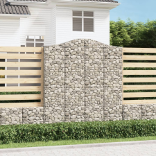 vidaXL 3 db íves horganyzott vas gabion kosár 200x30x220/240 cm kerti dekoráció