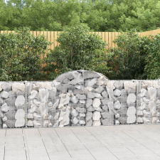 vidaXL 3 db íves horganyzott vas gabion kosár 200x30x80/100 cm kerti dekoráció