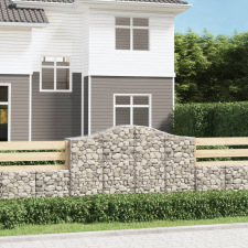 vidaXL 3 db íves horganyzott vas gabion kosár 200x50x120/140 cm kerti dekoráció