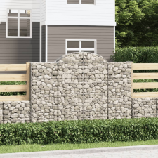 vidaXL 3 db íves horganyzott vas gabion kosár 200x50x140/160 cm kerti dekoráció