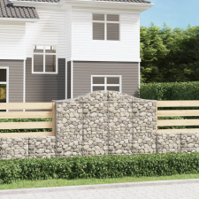 vidaXL 3 db íves horganyzott vas gabion kosár 200x50x140/160 cm kerti tárolás
