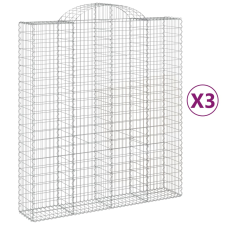 vidaXL 3 db íves horganyzott vas gabion kosár 200x50x220/240 cm (3146447) kerti tárolás