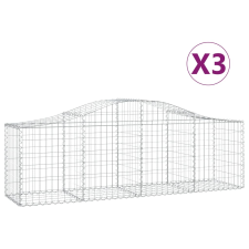 vidaXL 3 db íves horganyzott vas gabion kosár 200x50x60/80 cm (3145599) kerti tárolás