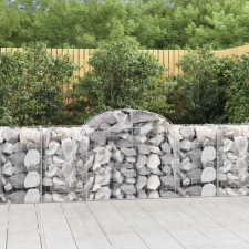 vidaXL 3 db íves horganyzott vas gabion kosár 200x50x80/100 cm kerti tárolás