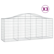 vidaXL 3 db íves horganyzott vas gabion kosár 200x50x80/100 cm (3145620) kerti tárolás