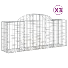 vidaXL 3 db íves horganyzott vas gabion kosár 200x50x80/100 cm (3146300) kerti tárolás