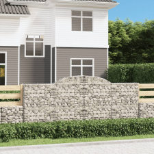 vidaXL 3 db íves horganyzott vas gabion kosár 300x50x120/140 cm kerti tárolás