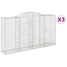 vidaXL 3 db íves horganyzott vas gabion kosár 300x50x160/180 cm (3146756) kerti tárolás
